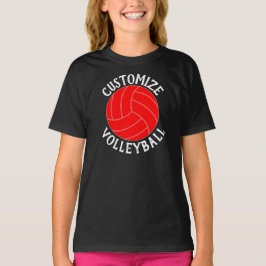 Flickor Red Volleyball Anpassningsbar Team, spelar T Shirt