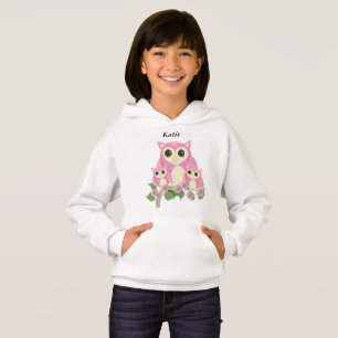 Flickor redigerbar rosa ugglor t shirt