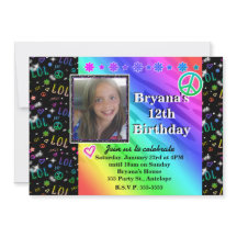 Flickor Regnbåge LOL Födelsedagsfest Foto Inbjudan