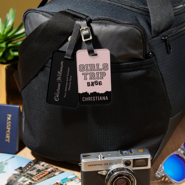 Flickor Resa 2023 Girls Helg Vacation Getaway Bagagebricka (Fram & Baksida)