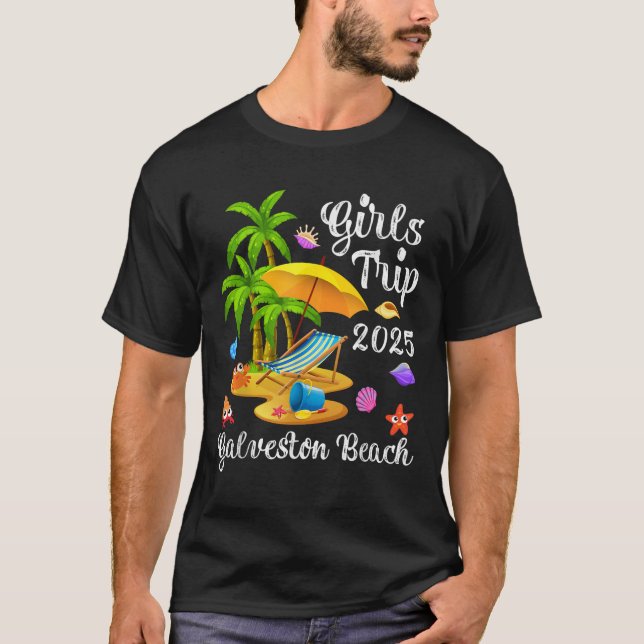 Flickor Resa 2025 Sommarbesök Texas Galveston ska T Shirt (Framsida)