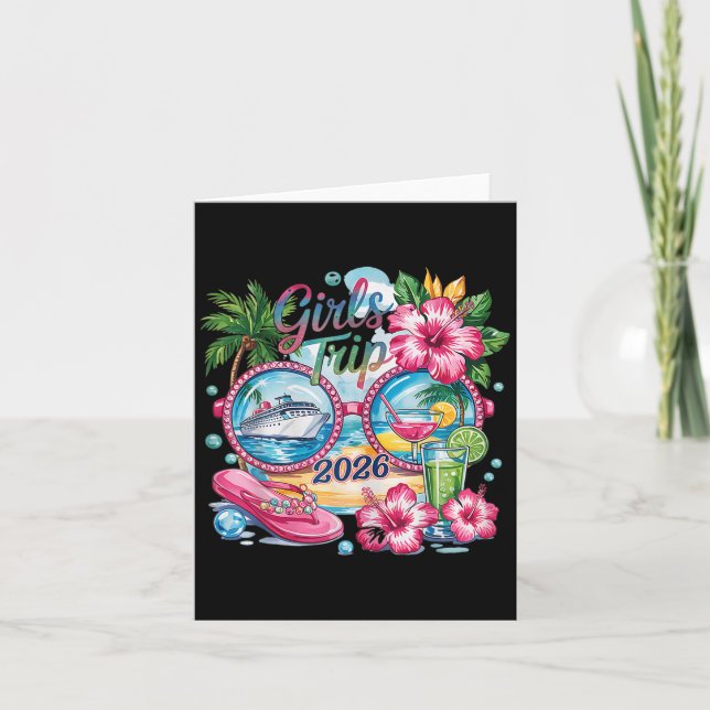 Flickor Resa 2026 Sommar-Resa-vacation Bestie Vaca Kort (Framsida)