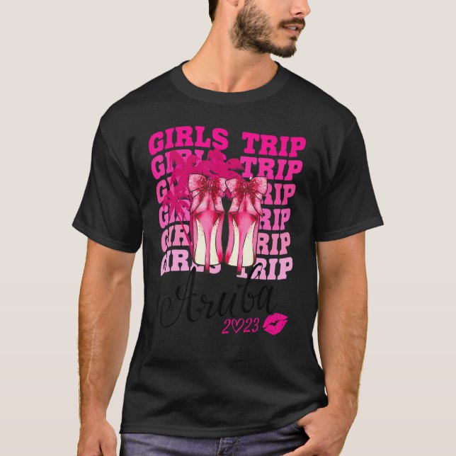 Flickor Resa Aruba 2023 för kvinnor i Helg, födels T Shirt (Framsida)