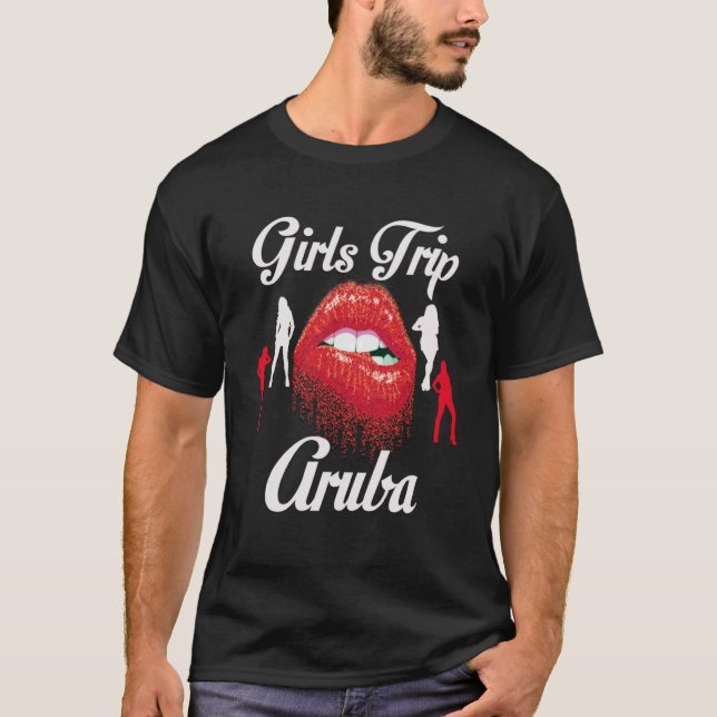 Flickor Resa Aruba Birthday Girl Bachelorette Squa T Shirt (Framsida)