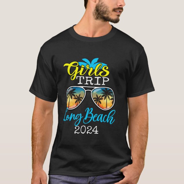 Flickor Resa Long Beach 2024 Kvinnor Helg födelsed T Shirt (Framsida)