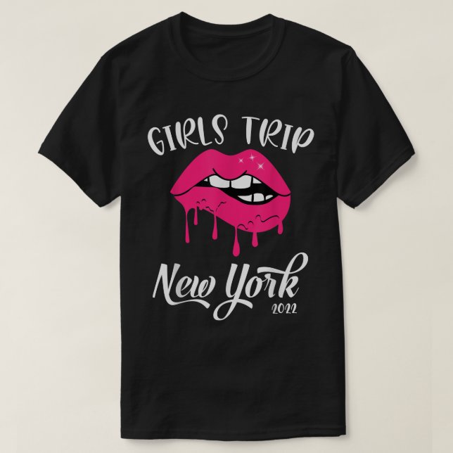 Flickor Resa New York 2022 Vacationstorget Läppar  T Shirt (Design framsida)