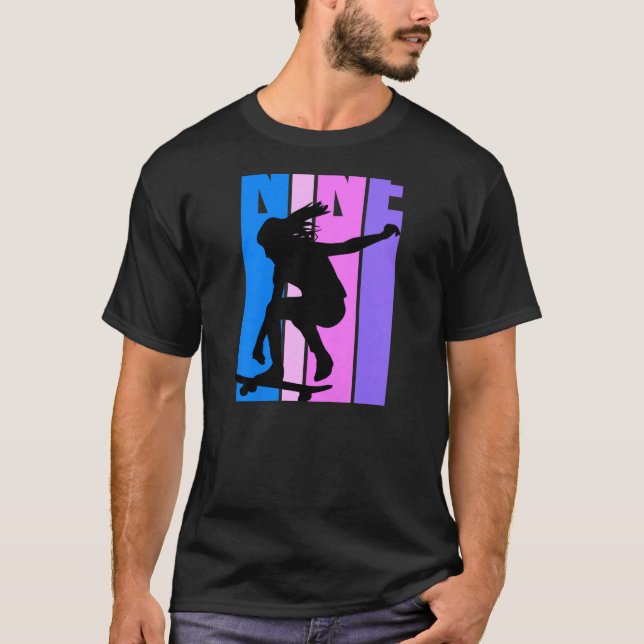 Flickor Retro 9:e födelsedag Skateboarding Kärlek  T Shirt (Framsida)