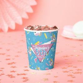 Flickor Retro Blue Unicorn Birthday