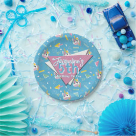 Flickor Retro Blue Unicorn Birthday