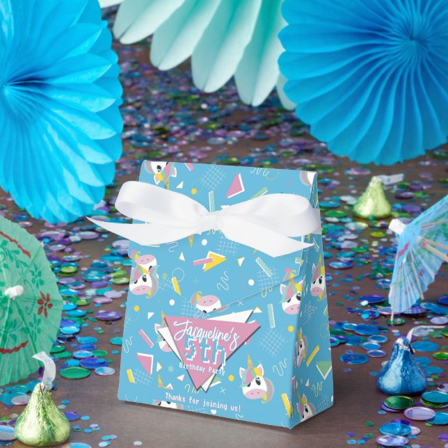 Flickor Retro Blue Unicorn Birthday Presentaskar (Part)