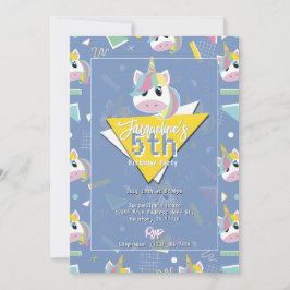 Flickor Retro Lila Unicorn Birthday-inbjudan Inbjudningar