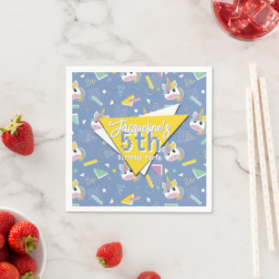 Flickor Retro Lila Unicorn Birthday Pappersservett