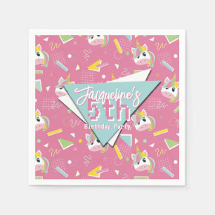 Flickor Retro Rosa Unicorn Birthday Pappersservett