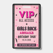 Flickor Rockar VIP Födelsedagsmärke