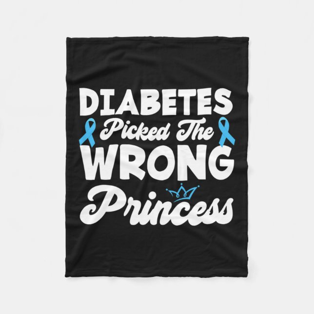 Flickor Roligt Diabetes plockade fel prinsessa T1d Fleecefilt (Framsidan)