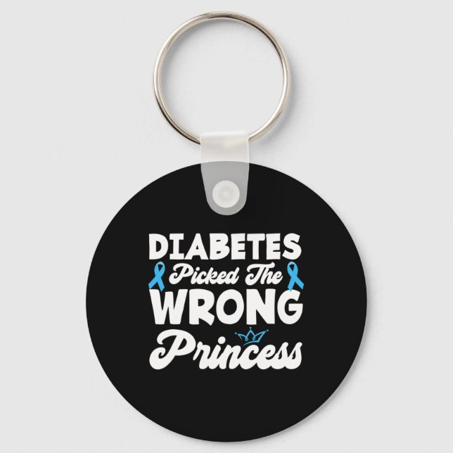 Flickor Roligt Diabetes plockade fel prinsessa T1d Nyckelring (Framsida)