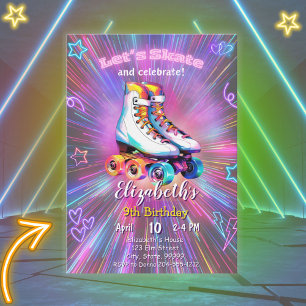 Flickor Roller Skating Birthday-inbjudan Inbjudningar
