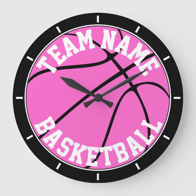 Flickor Rosa Basketball Anpassningsbar Team Namn e Stor Klocka (Framsida)