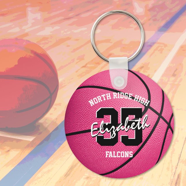 Flickor, rosa basketboll, nyckelkedja i namn nyckelring (Skapare uppladdad)