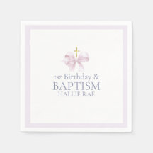 Flickor Rosa Bow 1:a födelsedagen och baptism