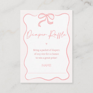 Flickor Rosa Bow Baby Shower Diaper Raffle Insert Visitkort
