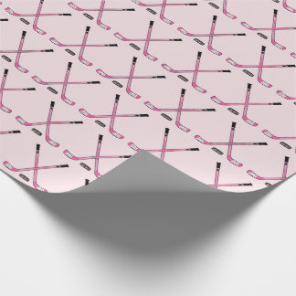 Flickor Rosa Crossed Hockey Sticks and Puck Presentpapper