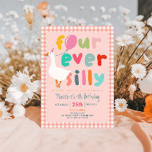 Flickor Rosa “Four Ever Silly” Gås 4-årsdag