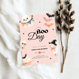 Flickor Rosa Halloween Boo Dag 3-års Födelsedag Inbjudningar