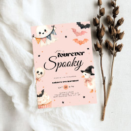 Flickor Rosa Halloween Fourever Spöklik 4-årsdag Inbjudningar