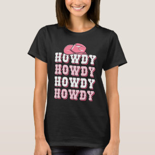 Flickor Rosa Howdy Western Shirt Cowboy Hat Southe T