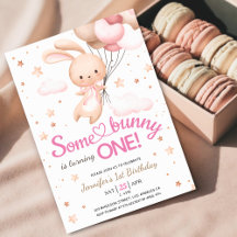 Flickor Rosa nån Bunny är ONE! Bunny 1:a födelseda