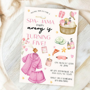 Flickor Rosa Spa-Jama Sleepover Birthday-inbjudan Inbjudningar