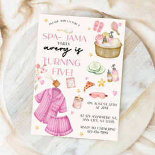 Flickor Rosa Spa-Jamajubileumsinbjudan för Pyjamas Inbjudningar