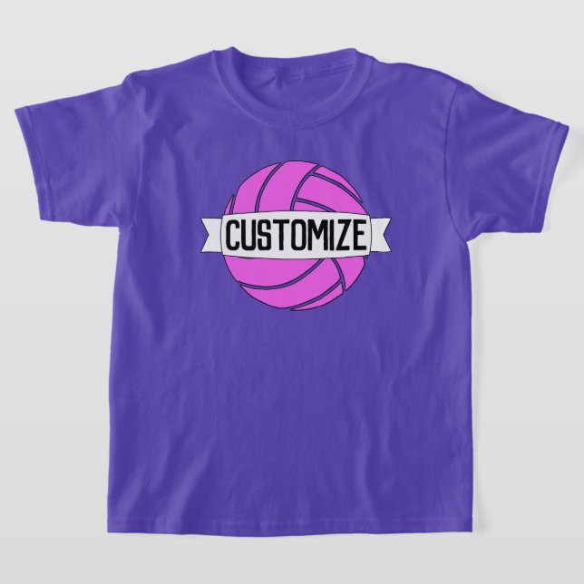 Flickor Rosa Volleyball Team, Player, nummer och F T Shirt (Laydown)