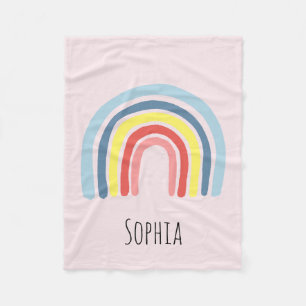 Flickor Rosa Whimsical Boho Rainbow och Namn Kids Fleecefilt