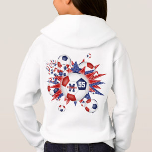 Flickor, rött vitt blått fotbollsblowout t shirt