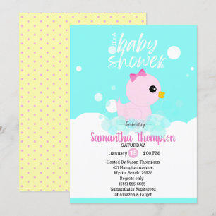 Flickor Rubber Ducky Baby Shower-inbjudningar Inbjudningar