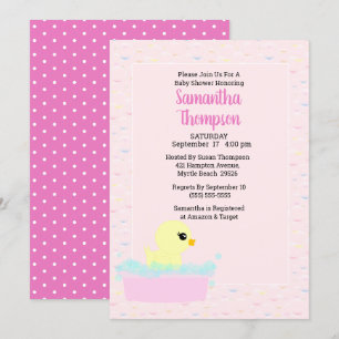 Flickor Rubber Ducky Baby Shower-inbjudningar Inbjudningar