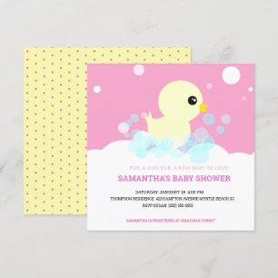 Flickor Rubber Ducky Baby Shower-inbjudningar Inbjudningar