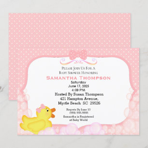 Flickor Rubber Ducky Baby Shower-inbjudningar Inbjudningar