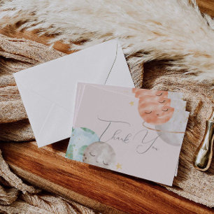 Flickor Rymden Baby Shower - tack för ditt kort