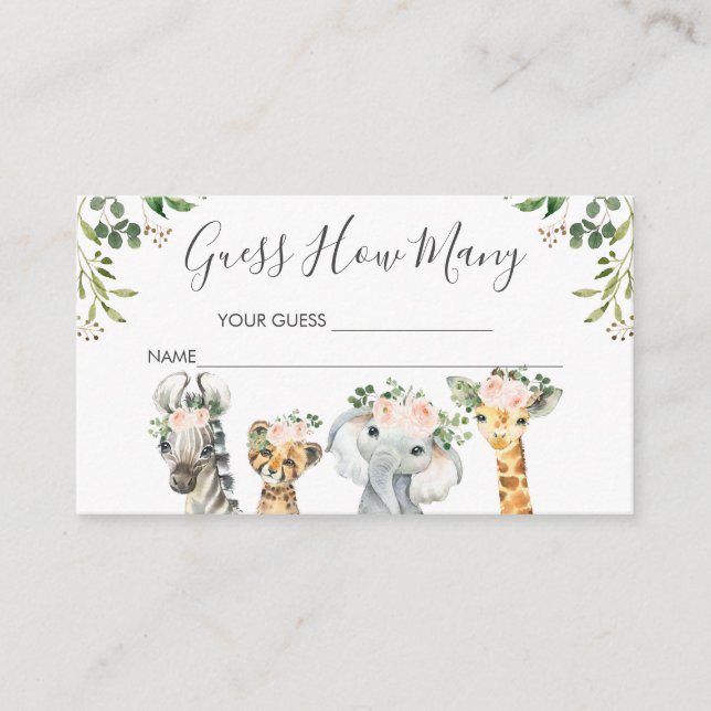 Flickor Safari Djur Gissa Hur Många Kort Insats (Framsida)