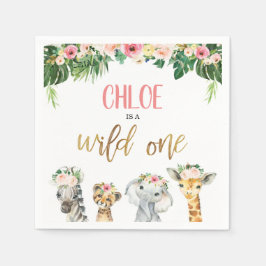 Flickor safari fick vild en födelsedag napkin pappersservett