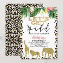 Flickor Safari Låt oss Hämta Vild födelsedagsinbju