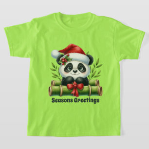 Flickor, säsonhälsningar panda, lägg till text t shirt