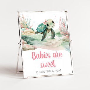 Flickor Sea Turtle Baby Shower Spädbarn är Sweet Poster