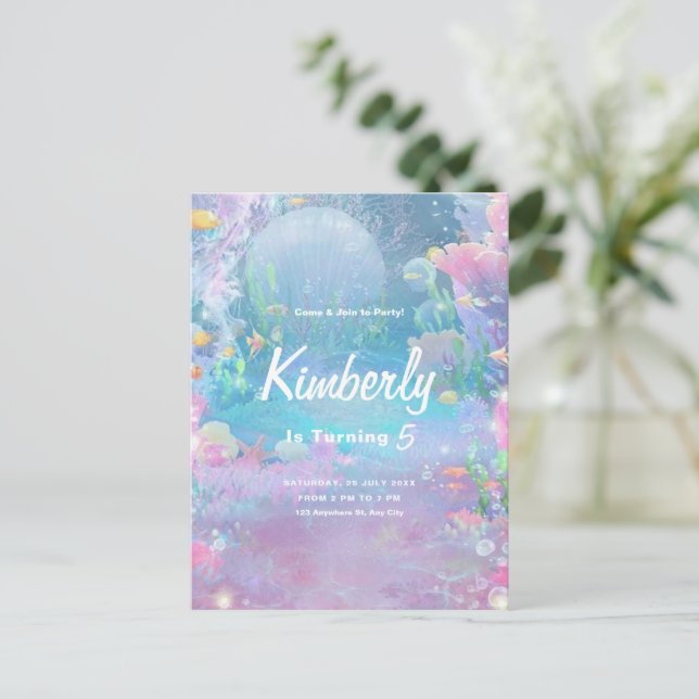 Flickor sjöjungfru under havet födelsedag, tjejfes vykort (Stående Fram)