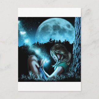 Flickor skapar fjärilar vykort