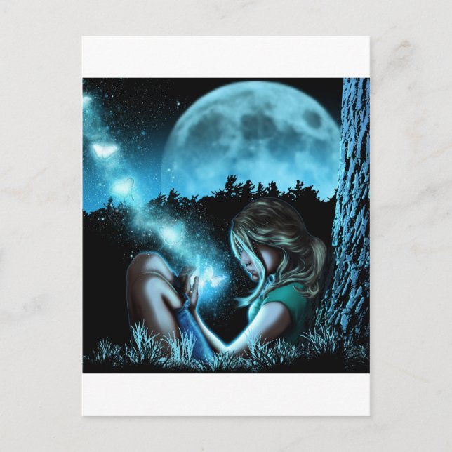 Flickor skapar fjärilar vykort (Framsida)