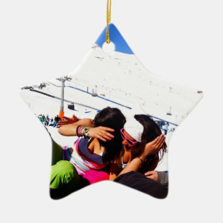 Flickor Ski sluttar Julgransprydnad Keramik